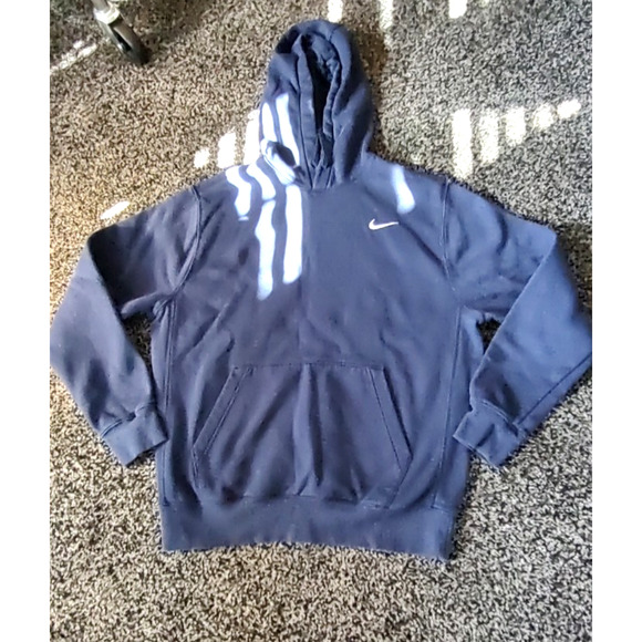 Mens Unisex Nike Embroidered Hoodie Sz M Navy Blue Hood Sweatshirt Pullover Gym - Picture 6 of 11